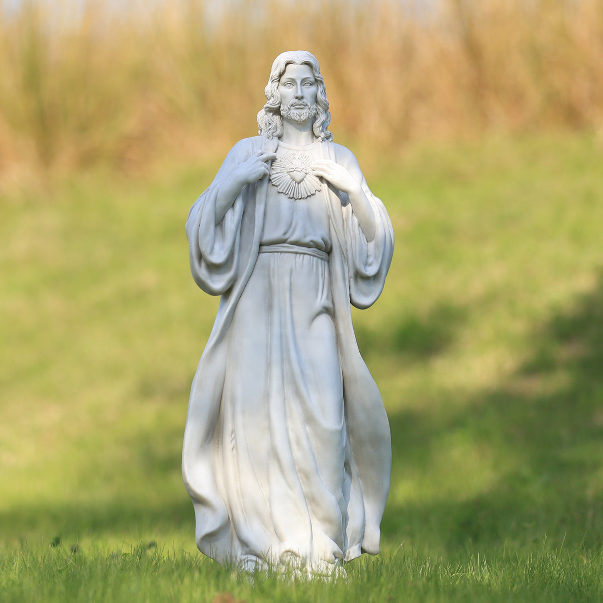 HOMREST 24.8'' Sacred Heart of Jesus Statue Hand-Painted Catholic Jesus Christ Figurine for Garden, Outdoor Yard, Patio, Lawn, Hallway, Religious Gift