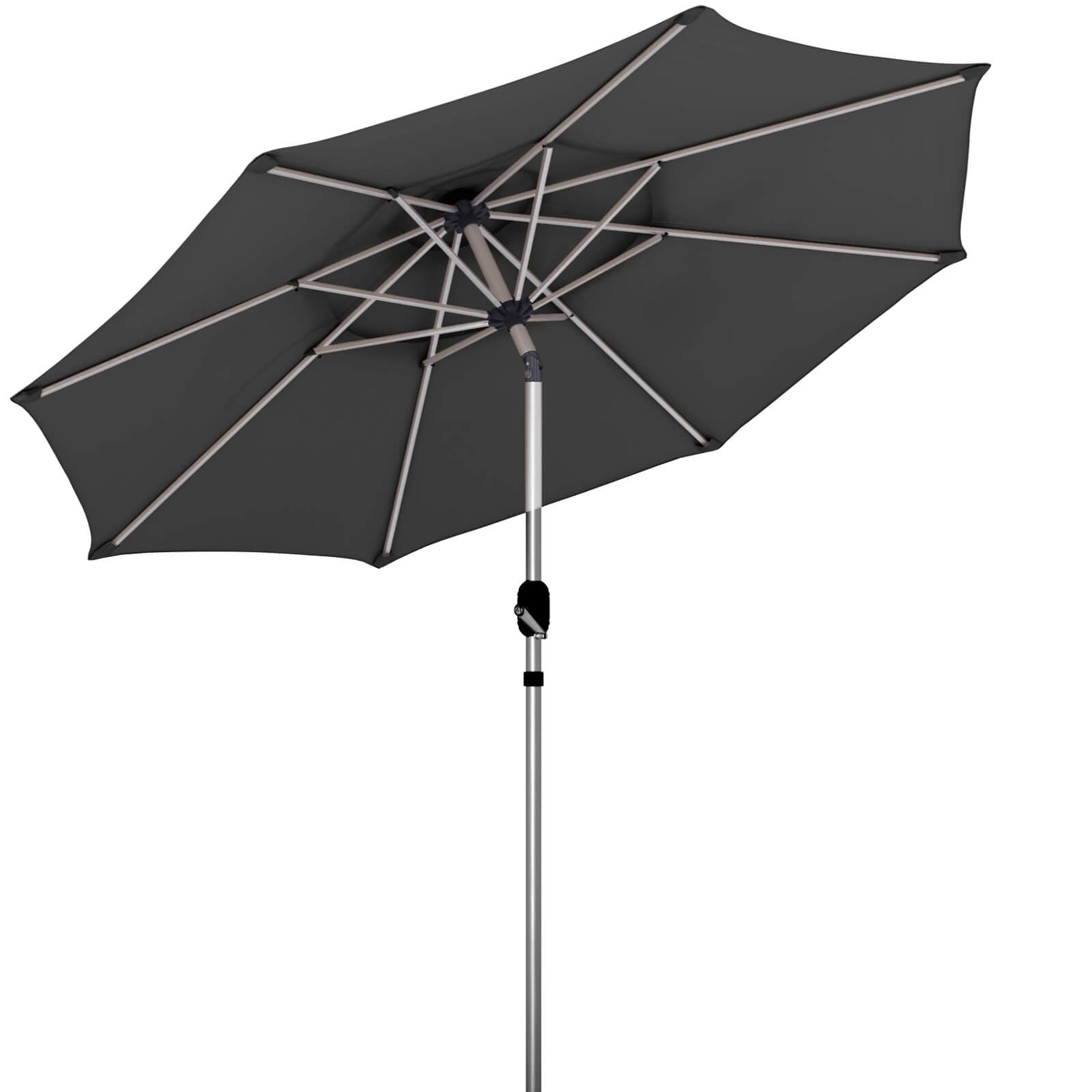 HOMREST 10FT 3-Tier Aluminum Outdoor Patio Umbrella with Push Button Tilt Function, Grey
