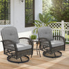 HOMREST 3-piece Patio Swivel Glider Chair Set，360° Glide & Rotate, Grey