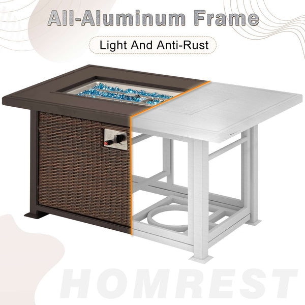 The aluminu frame of out patio fire pit table is light and anti-rust. | Homrest furniture