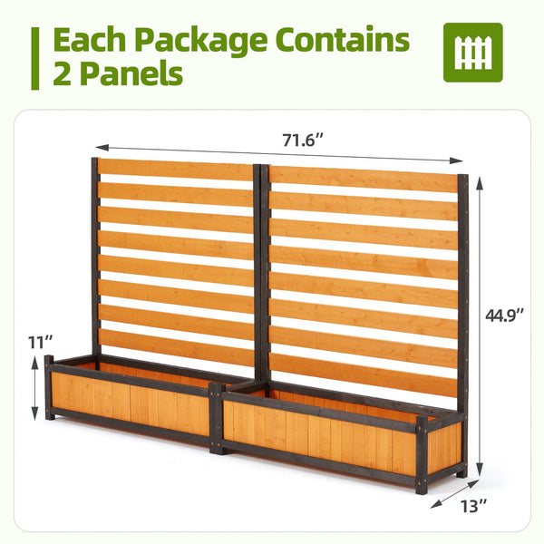 HOMREST No-Dig Privacy Fence Planter, Wood Outdoor Screen for AC Unit, Trash & Flower Bed, Weather-Resistant, (2PCS 36