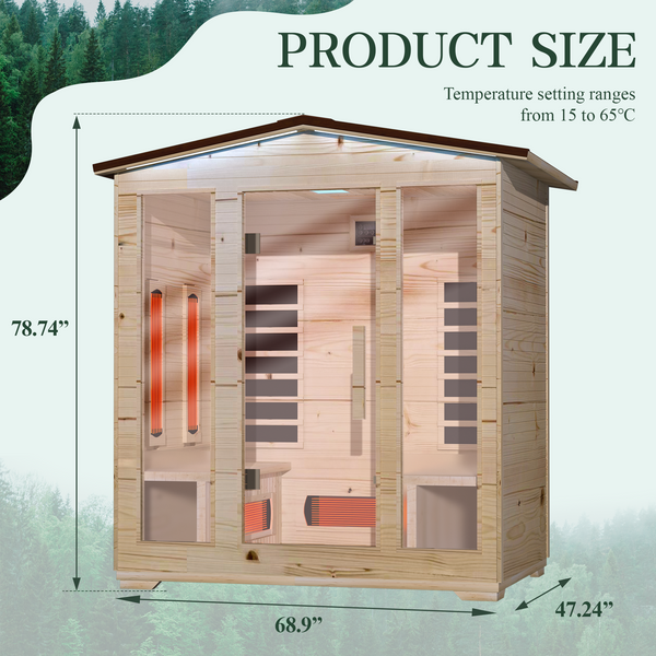 HOMREST 4 Person Outdoor Sauna with Full-spectrum Heaters