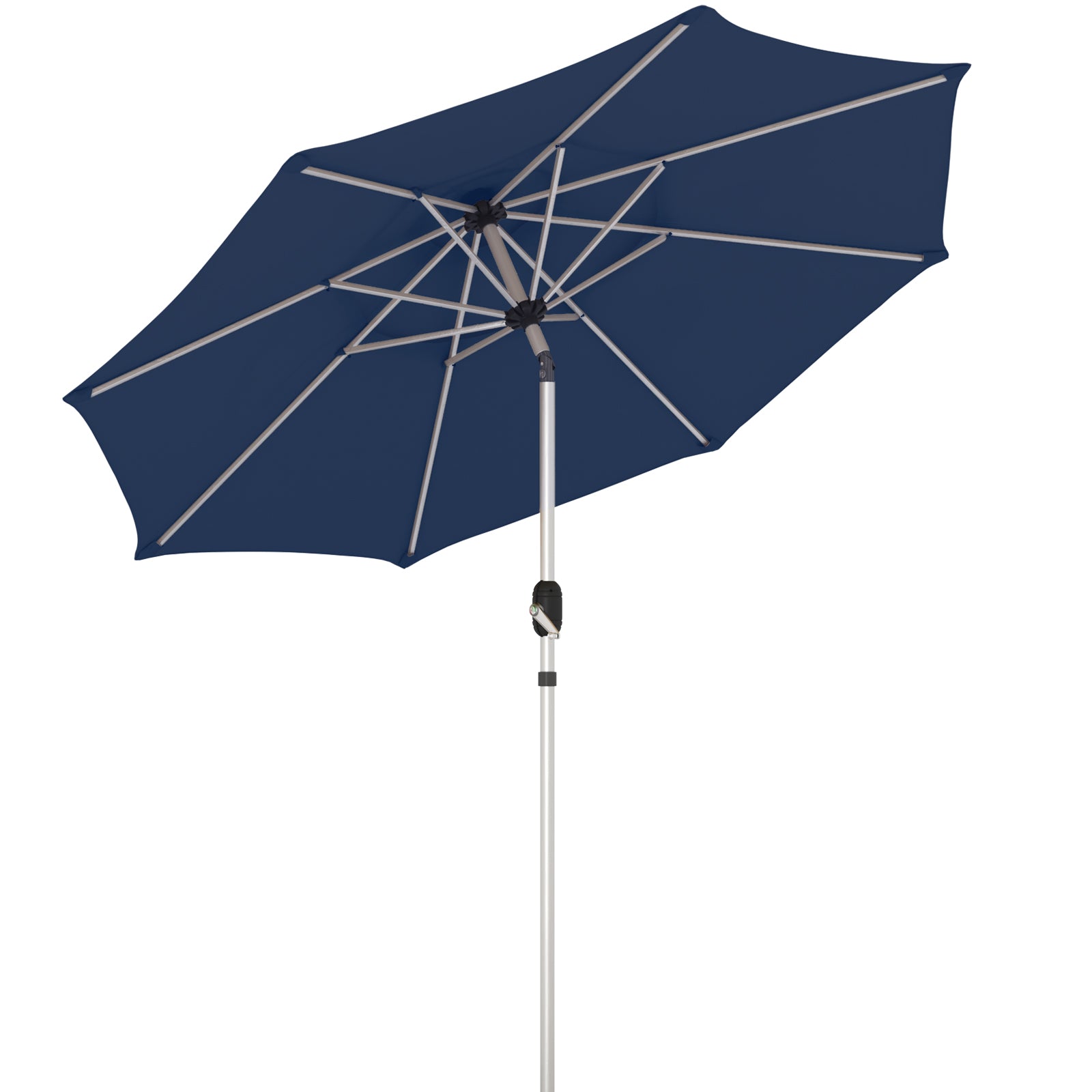 Homrest 9FT 3-Tier Aluminum Patio Umbrella, Fade-Resistant with Push Tilt, 8 Sturdy Aluminum Ribs,Navy Blue
