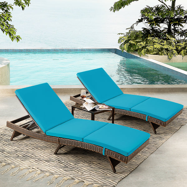 Homrest Patio Chaise Lounge Chairs, Adjustable Pool Lounge Chairs for Outdoor (Blue)