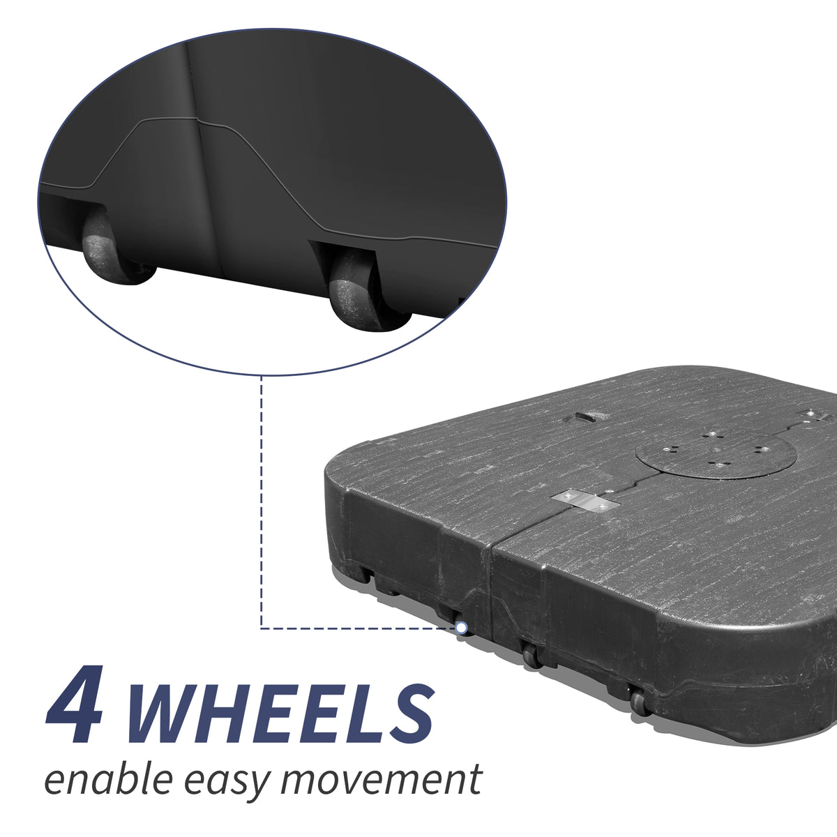 HOMREST 35.5" Patio Square Umbrella Base with Wheels, Heavy Duty Stand for Large Offset & Cantilever Umbrellas, Holds Up to 440 lbs with Water, Perfect for Outdoor Use