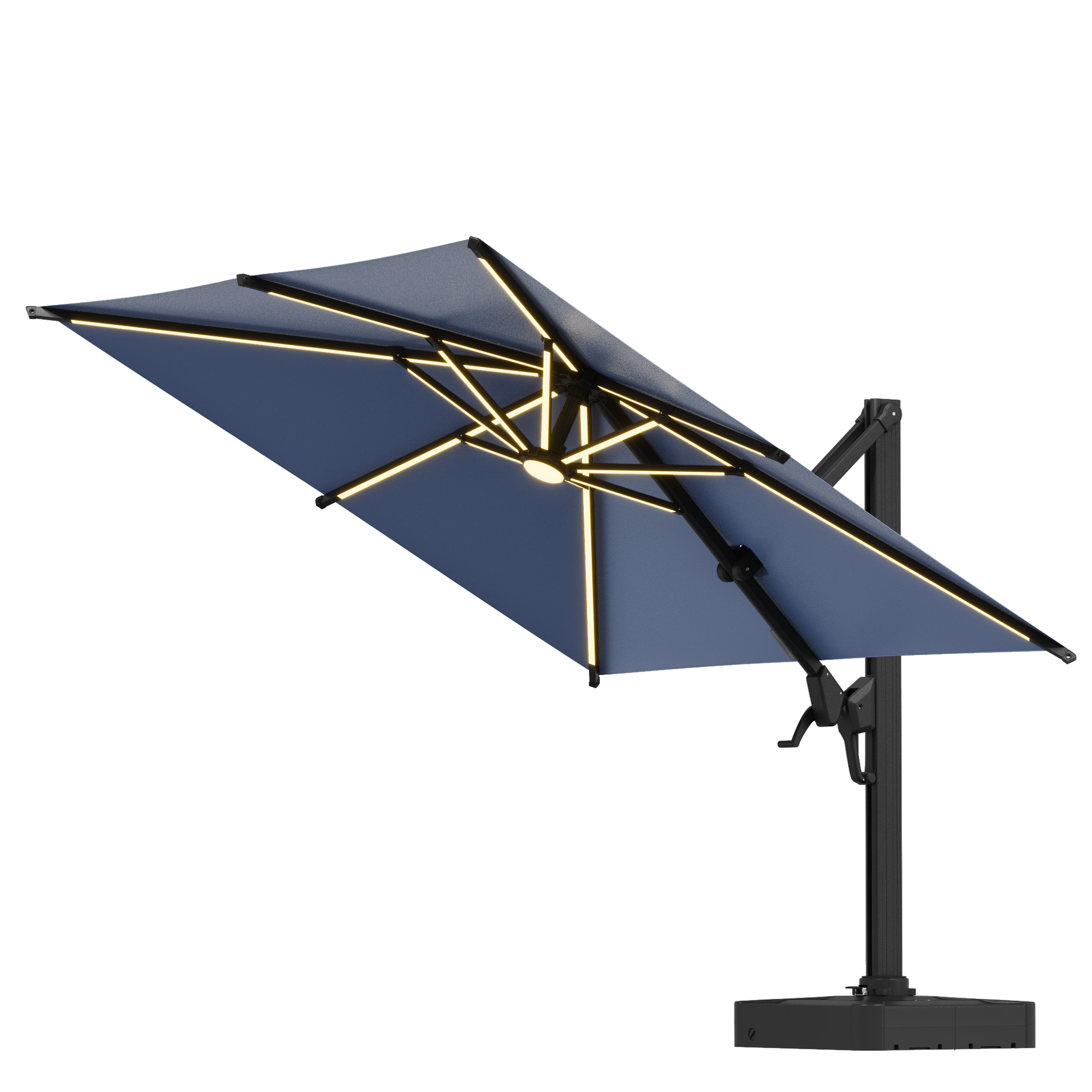HOMREST 10 X 10 Outdoor Weather-resistant Umbrella with LED Lighting(Base Excluded)  - Navy