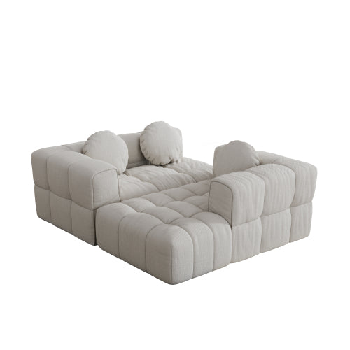 HOMREST Fully compressed modular 103" L-shaped combination living room sofa set, Off White(Right side recliner)