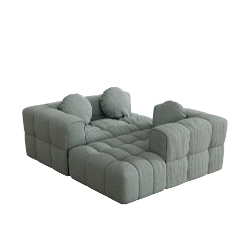 HOMREST Fully compressed modular 103" L-shaped combination living room sofa set, Blue Gray(left side recliner)