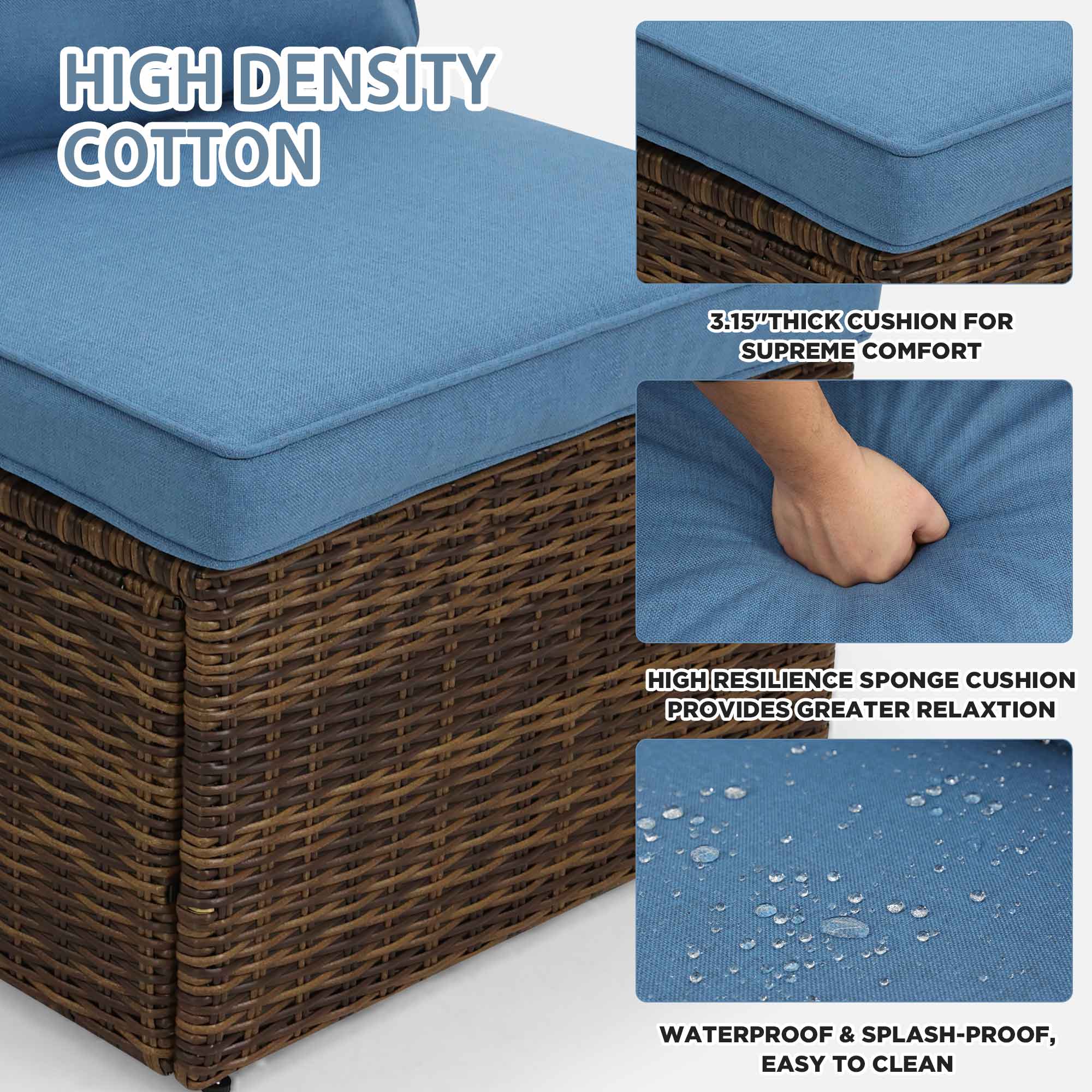 Homrest 7 pieces patio sofa set with high resilience and water-proof cushions