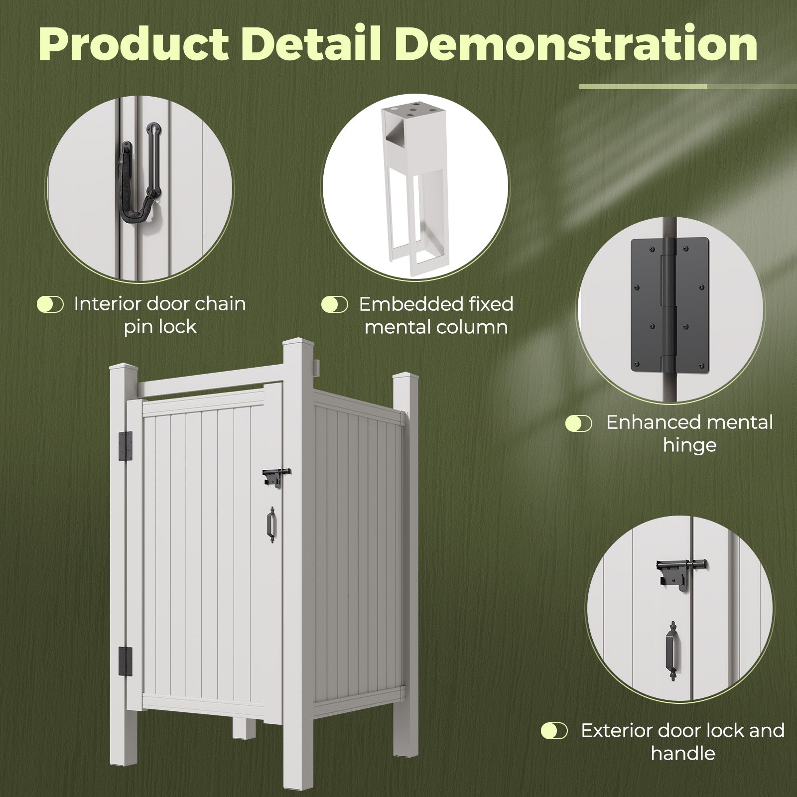 HOMREST 80.75"H x 45.75"W x 45.75"L White PVC Outdoor Shower Enclosure with Door, Weatherproof Privacy Stall for Pool & Beach, Durable Vinyl Construction（Flat-panel）