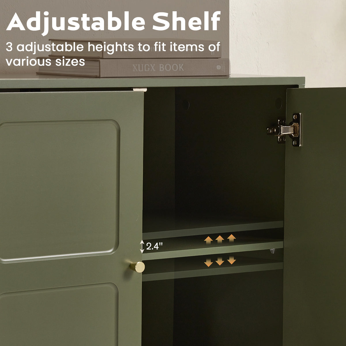 HOMREST Forest Green Storage Cabinet with 4 Doors and Adjustable Shelves, Green
