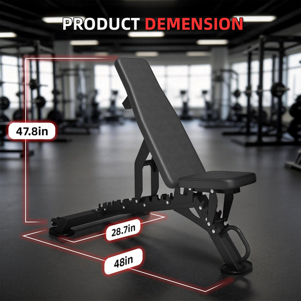 HOMREST Weight Bench, Heavy Duty FID Adjustable Exercise Bench, 1000 lbs Capacity, 12 Positions, Steel Frame with Wheels, for Home Gym Workout Training