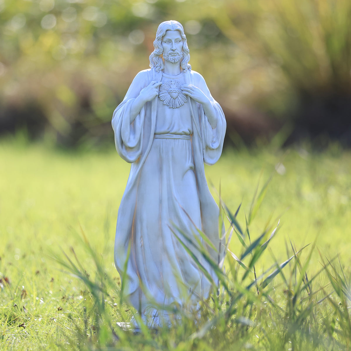 HOMREST 24.8'' Sacred Heart of Jesus Statue Hand-Painted Catholic Jesus Christ Figurine for Garden, Outdoor Yard, Patio, Lawn, Hallway, Religious Gift