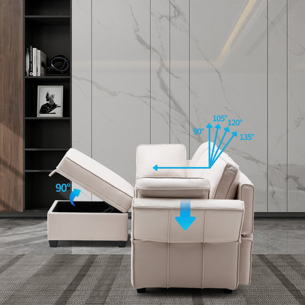 Living room sectional sofa with adjustable backrest, beige | Homrest furniture