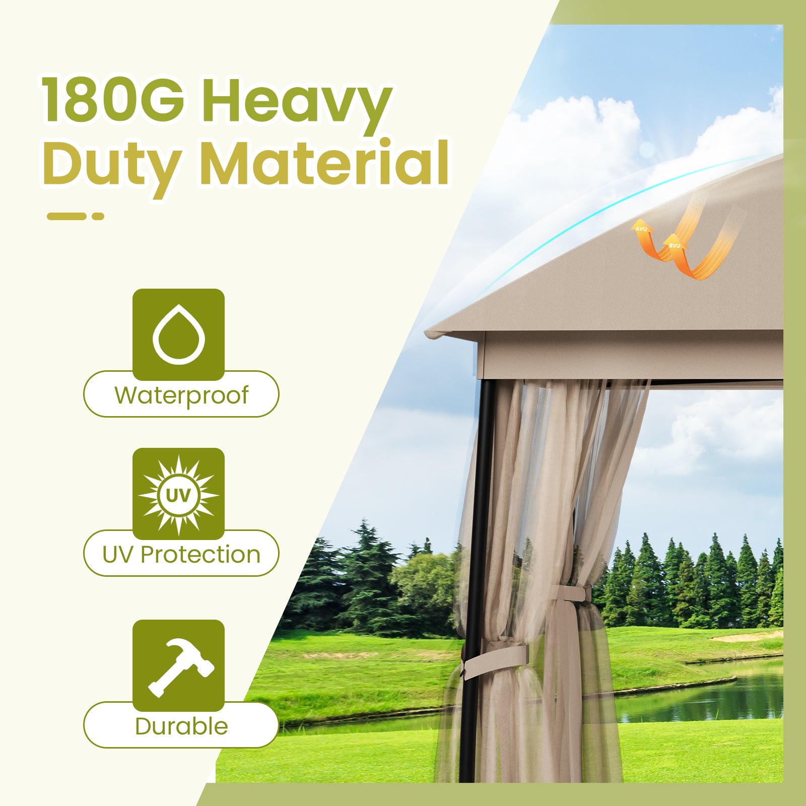 Outdoor Patio Gazebo 10'x13' with Double Curved Roofs, Heavy Duty Party Tent & Shelter, Mosquito Nettings and Privacy Screens patio canopy outdoor waterproof for Backyard, Garden, Lawn, Yellow