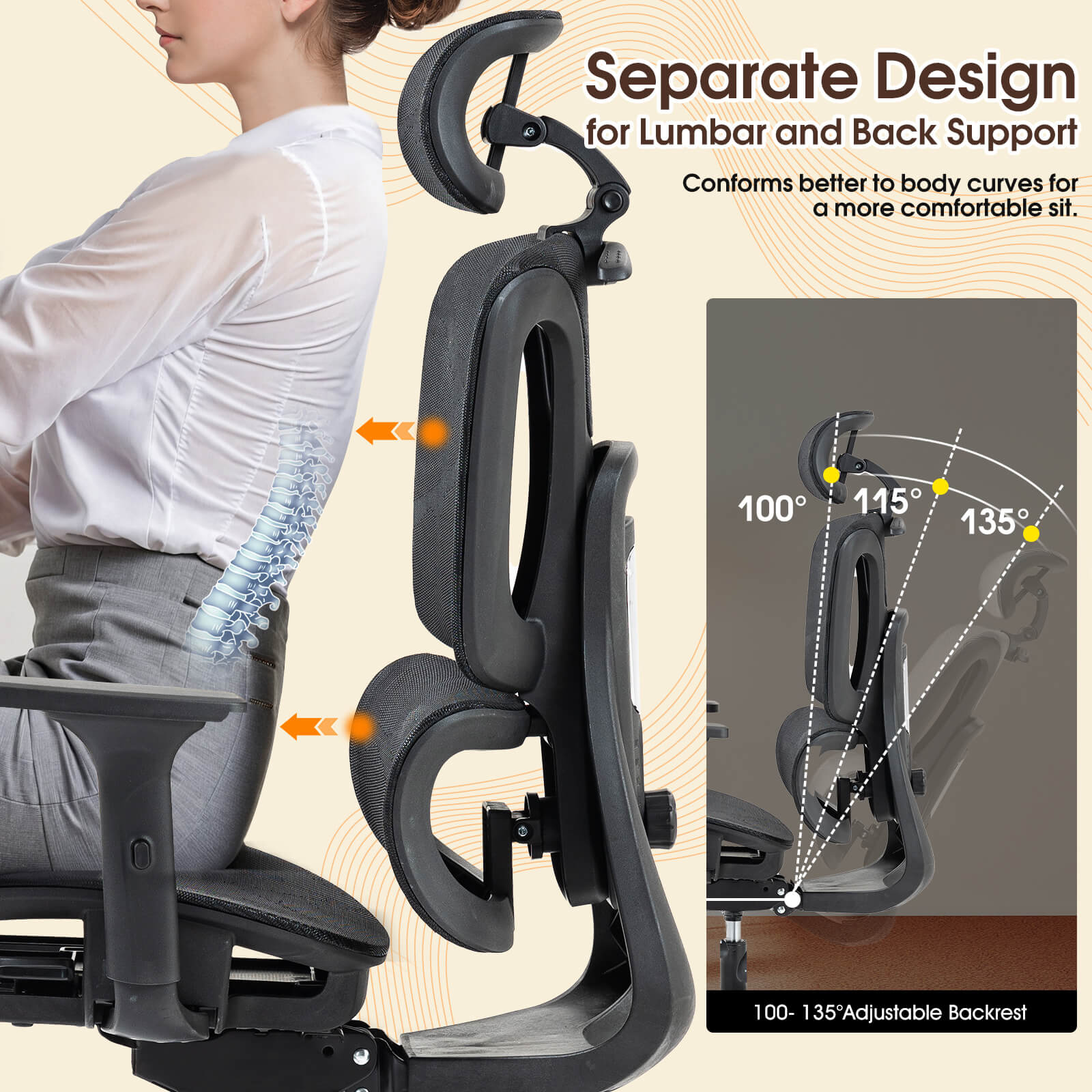 Homrest Lounge-Style Ergonomic Mesh Chair – Black