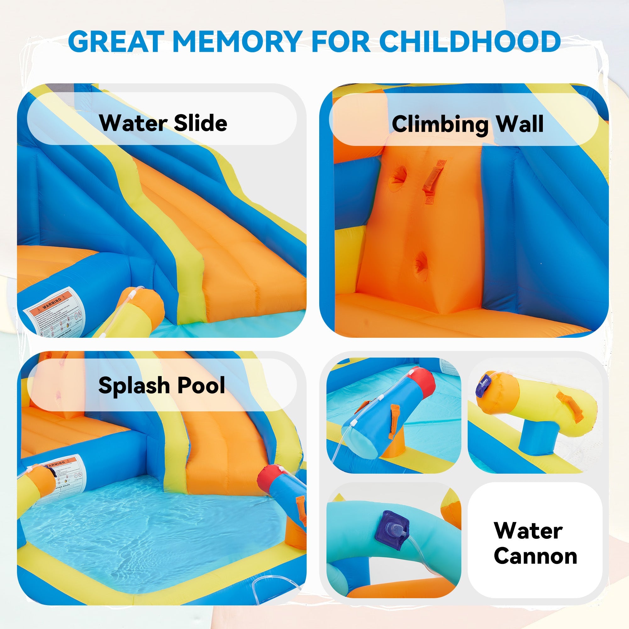Homrest Bouncy Castle, Inflatable Bounce House with Blower, Jumping Castle with Water Slides for Kids Backyard, High Quality Oxford Cloth Heavy Duty, Idea for Kids 3-6