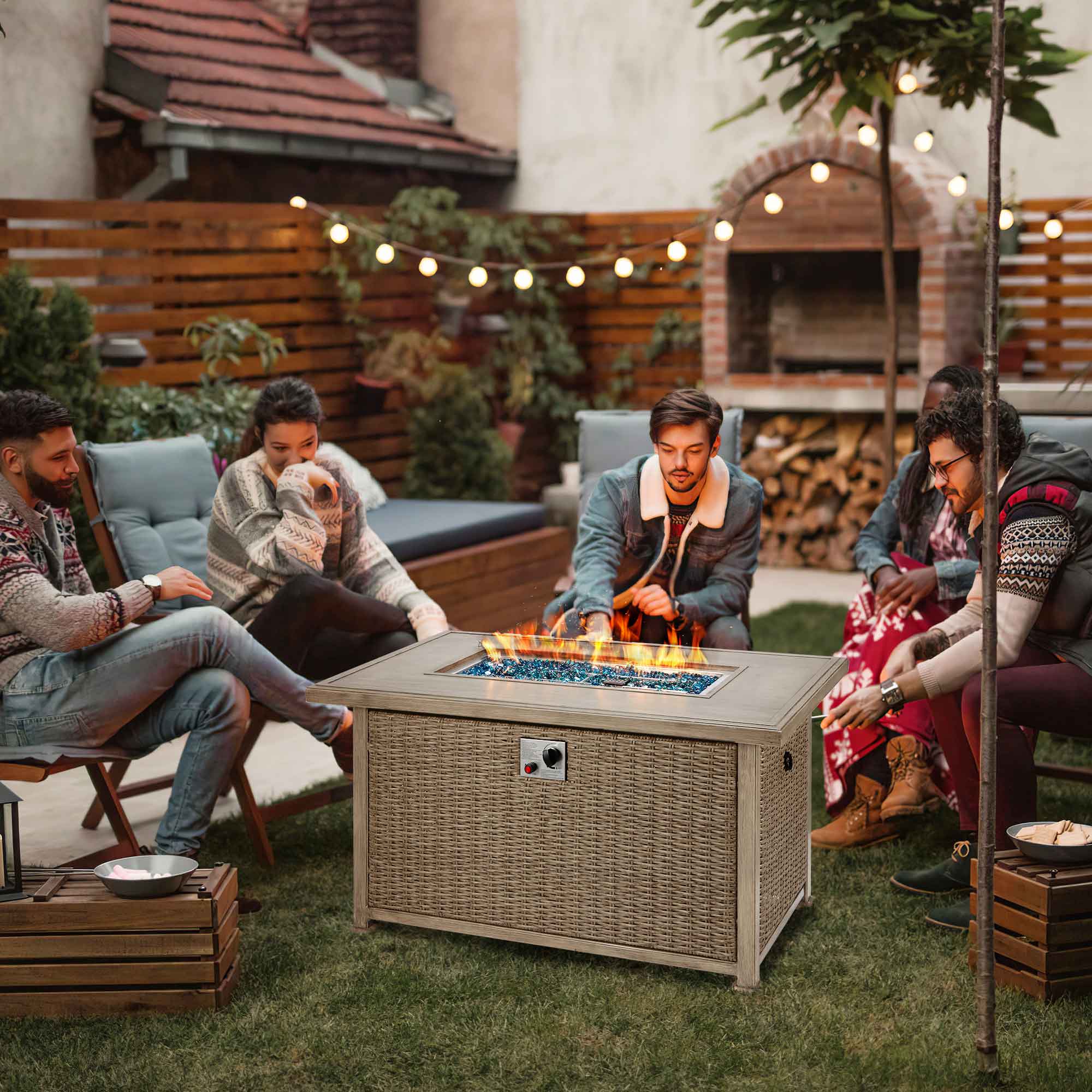 Homrest outdoor fire pit table, gray