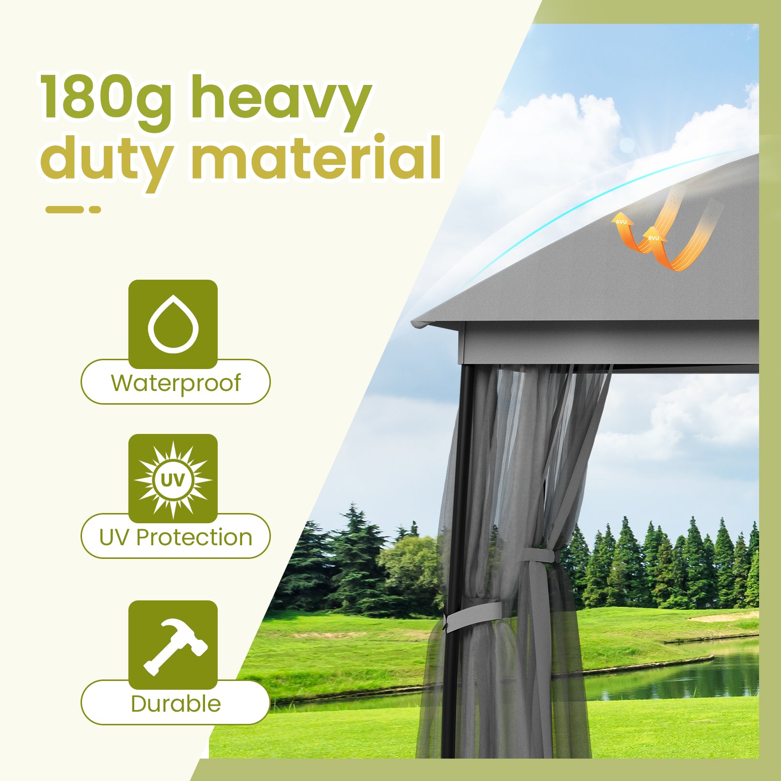 Outdoor Patio Gazebo 10'x13' with Double Curved Roofs, Heavy Duty Party Tent & Shelter, Mosquito Nettings and Privacy Screens patio canopy outdoor waterproof for Backyard, Garden, Lawn, Grey