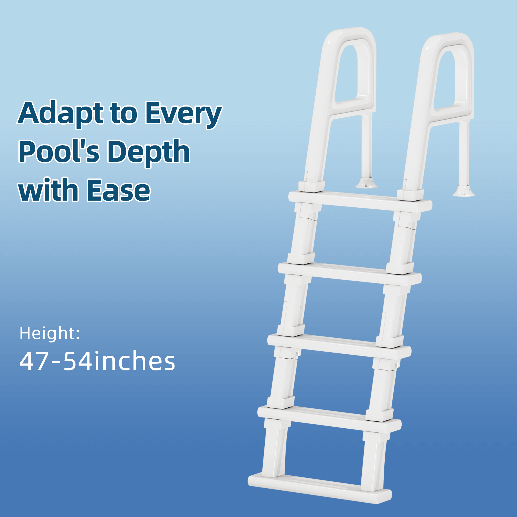 HOMREST Pool Ladder, 5-Step Pool Stairs with Double Handrails and Non-Slip Steps for 47“-54” Above Ground and In-Ground Pools, White