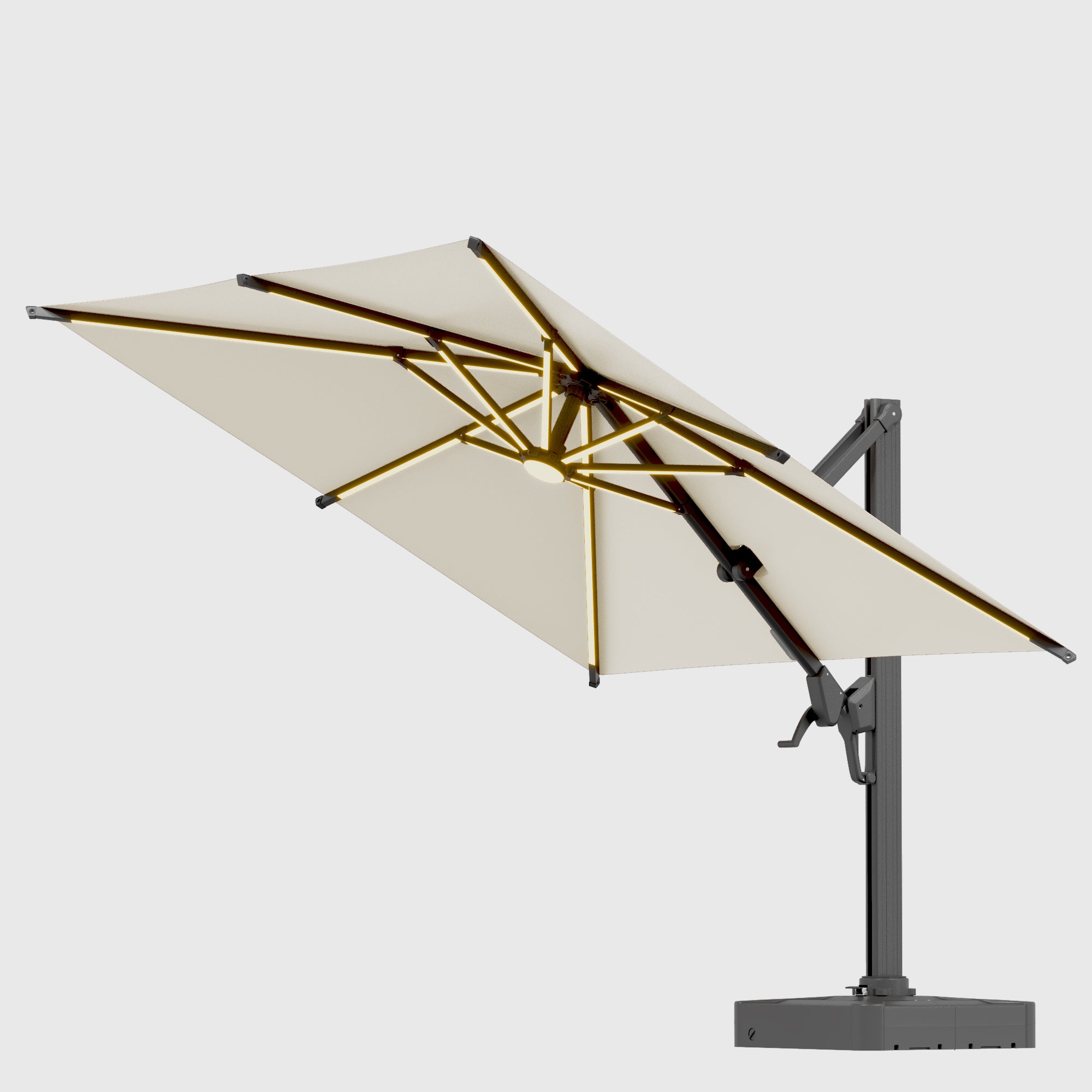 HOMREST 10 X 10 Outdoor Weather-resistant Umbrella with LED Lighting(Base Excluded)  - Yellow
