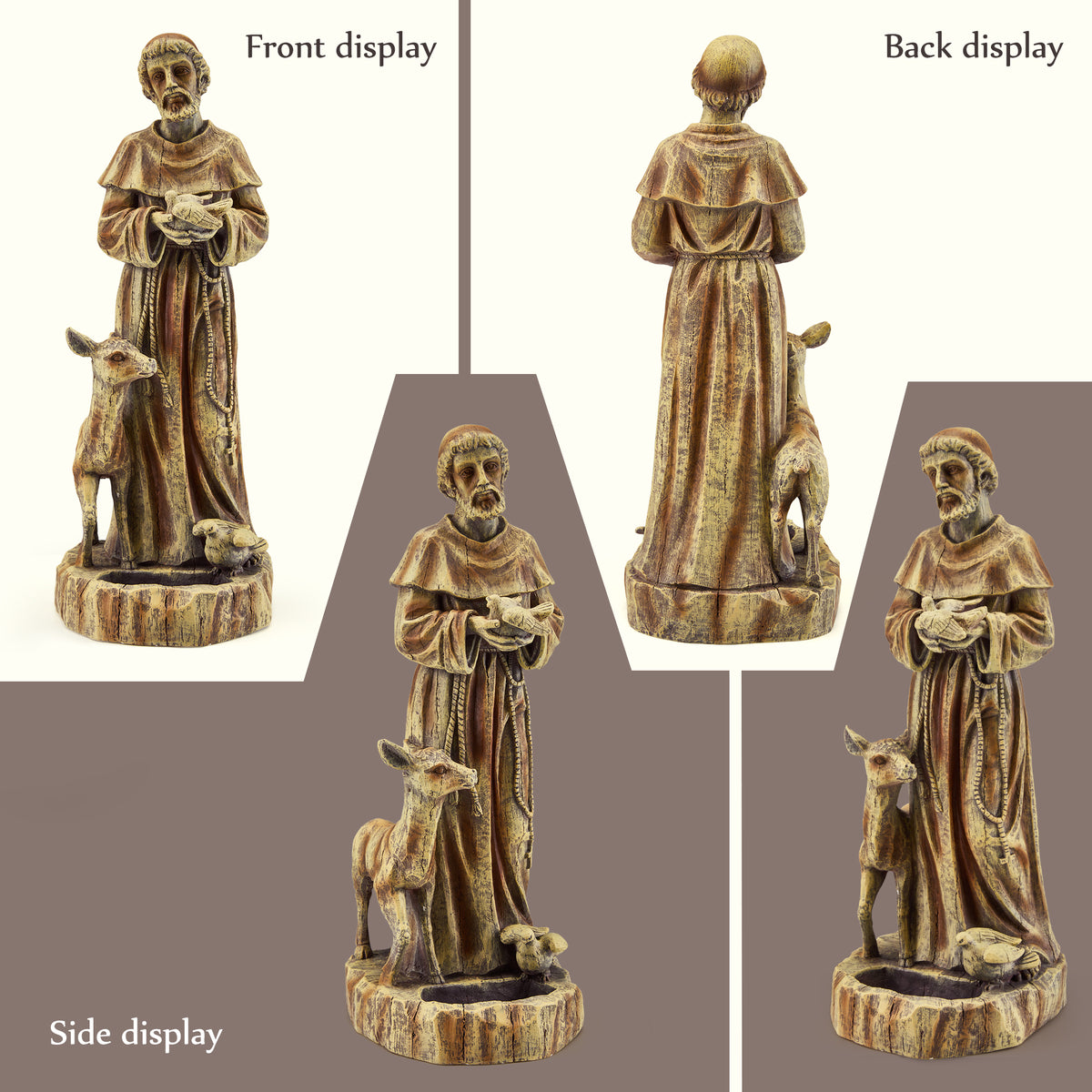 HOMREST St. Francis Religious Garden Decor Statue,nature's Nurturer With Bird Feeder