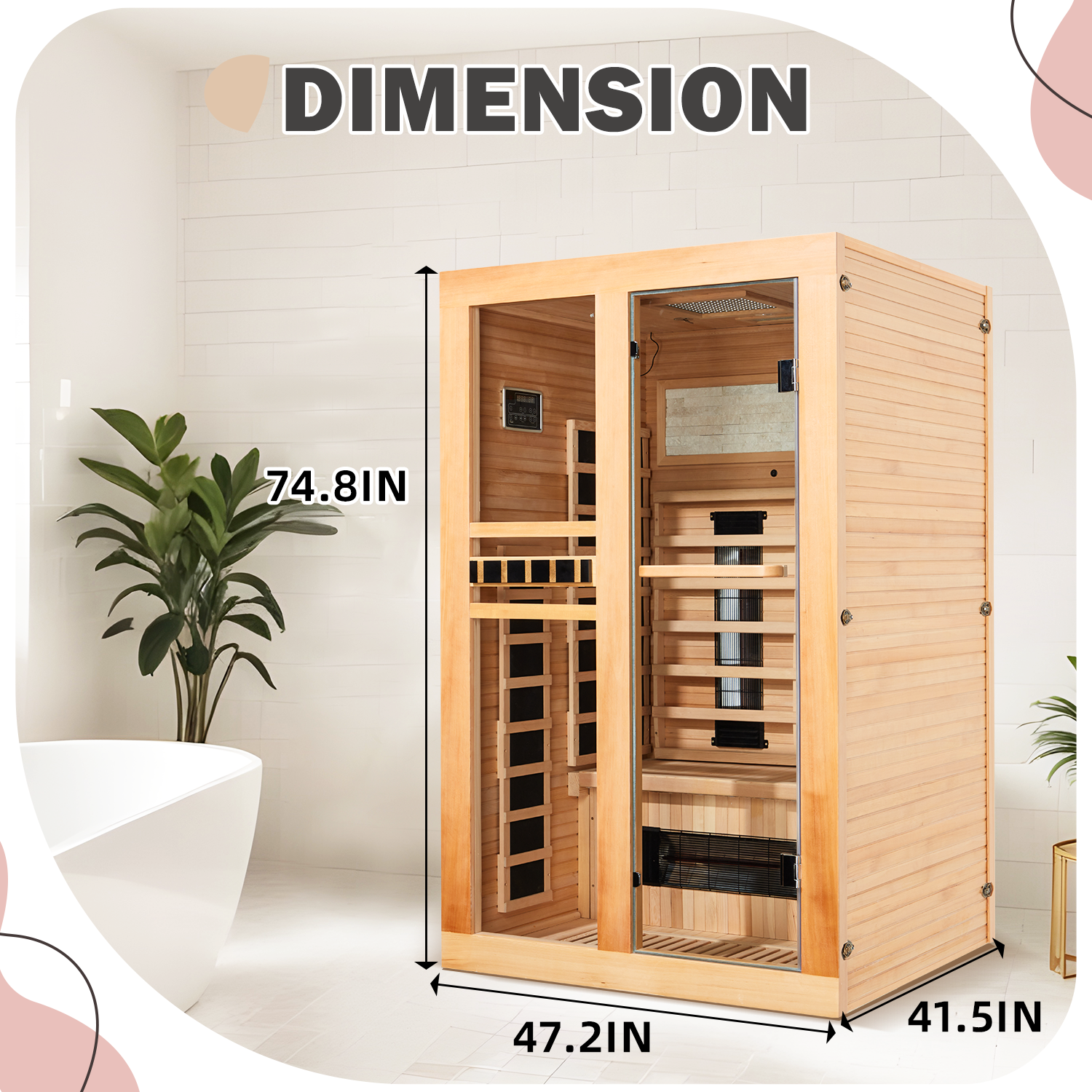 HOMREST 2 Person Infrared Sauna with Red Light Therapy, Himalayan Salt, Full Spectrum Heating & Chromotherapy