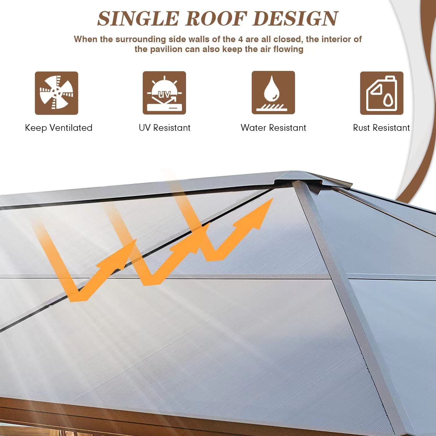 Homrest Patio Hardtop Gazebo 10¡¯x12¡¯ Aluminum Frame Gazebos with Netting & Curtain - Homrest