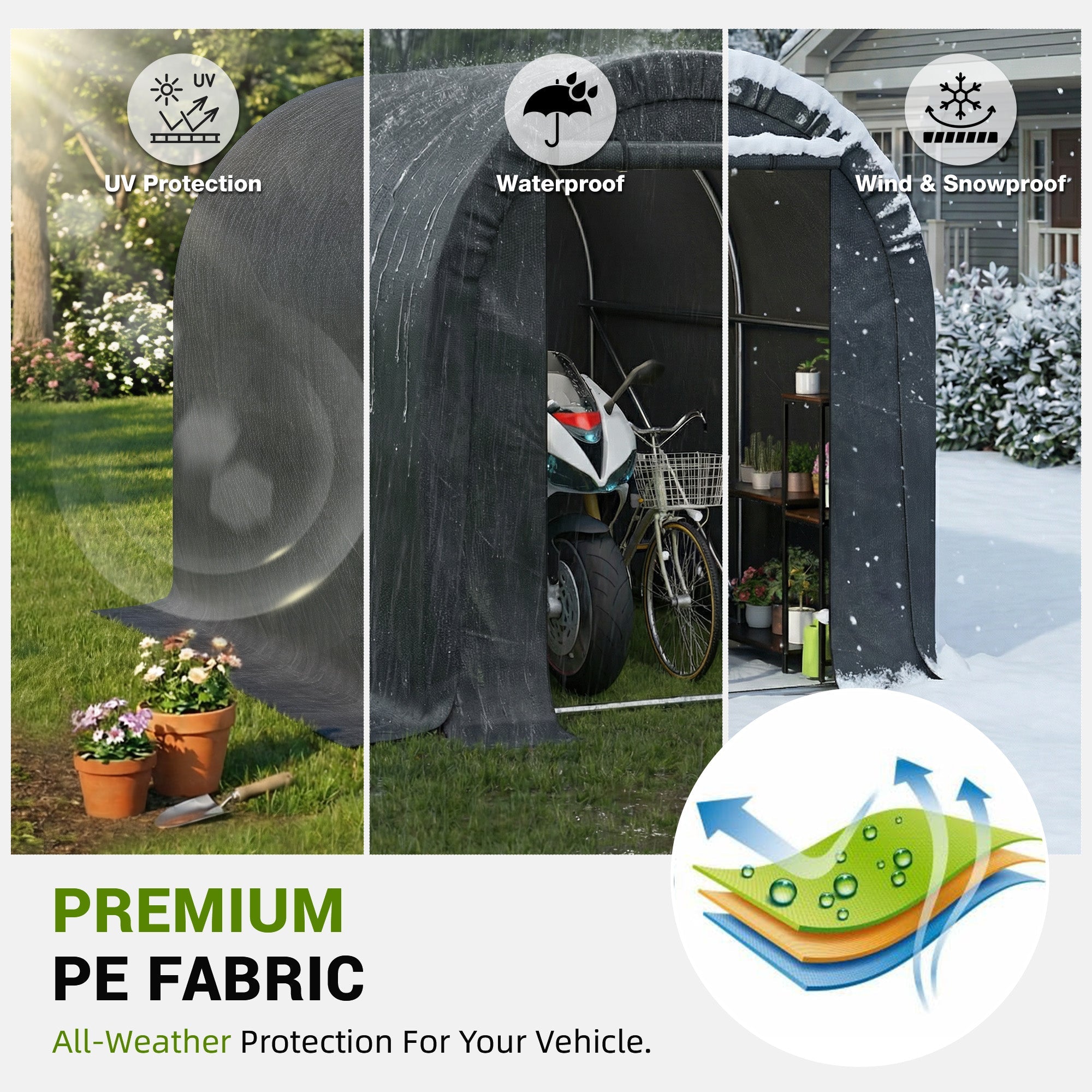 HOMREST 6.3 ft. W x 8 ft. D Portable Tool Shed , Storage Tent