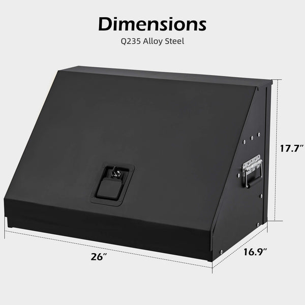 HOMREST 26inch Portable Triangle Toolbox, Heavy Duty Steel Tool Box,Truck Toolbox with Weather-Resistant Finish, Lockable Latches & Carry Handle