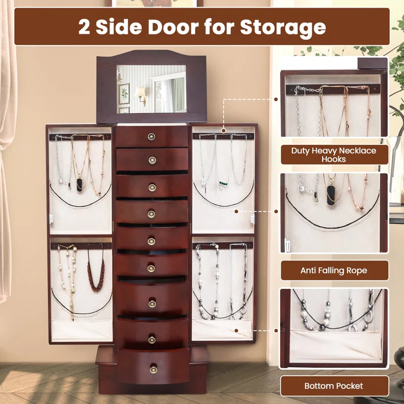 HOMREST 17'' Wide Freestanding Jewelry Armoire