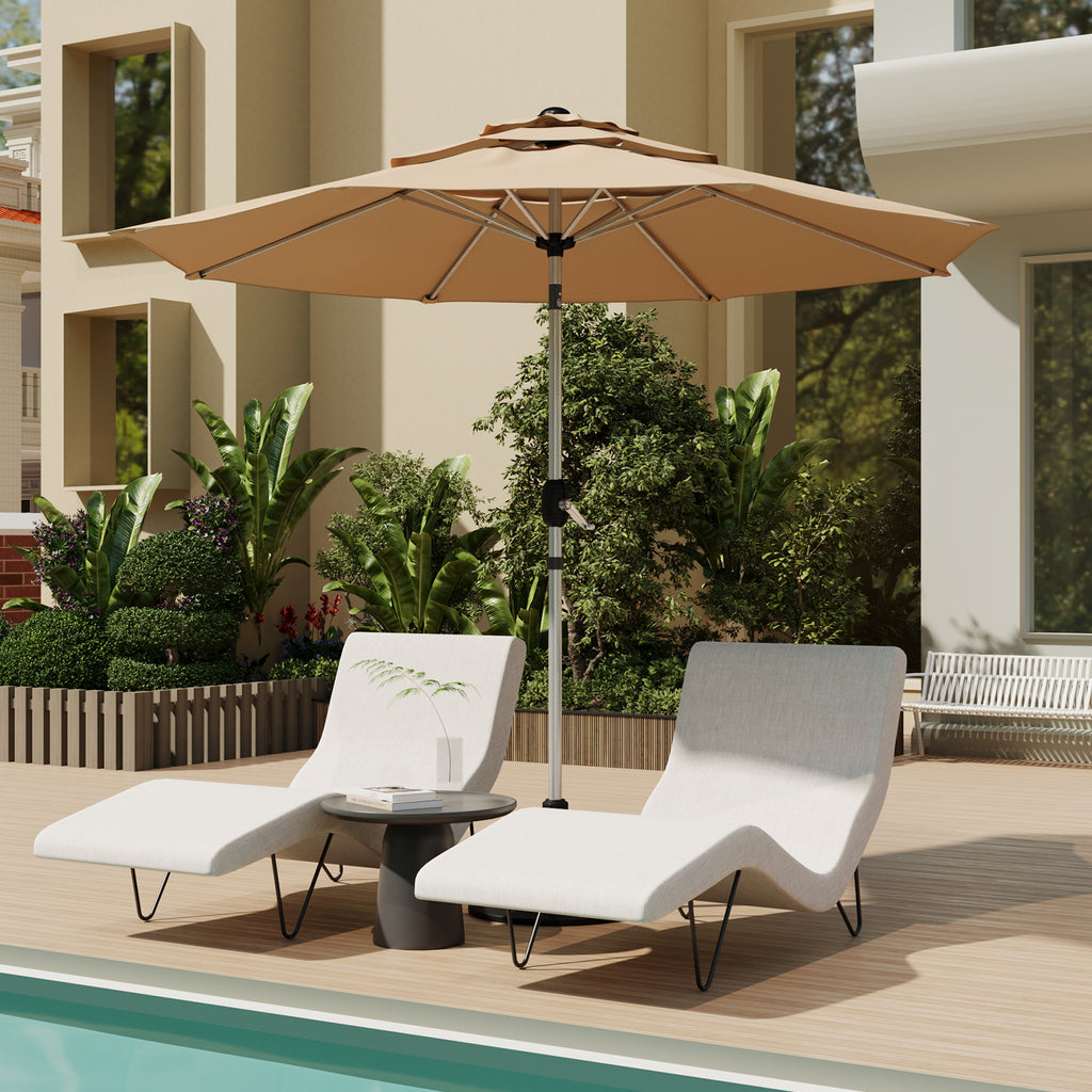 HOMREST 10FT 3-Tier Aluminum Outdoor Patio Umbrella with Push Button T