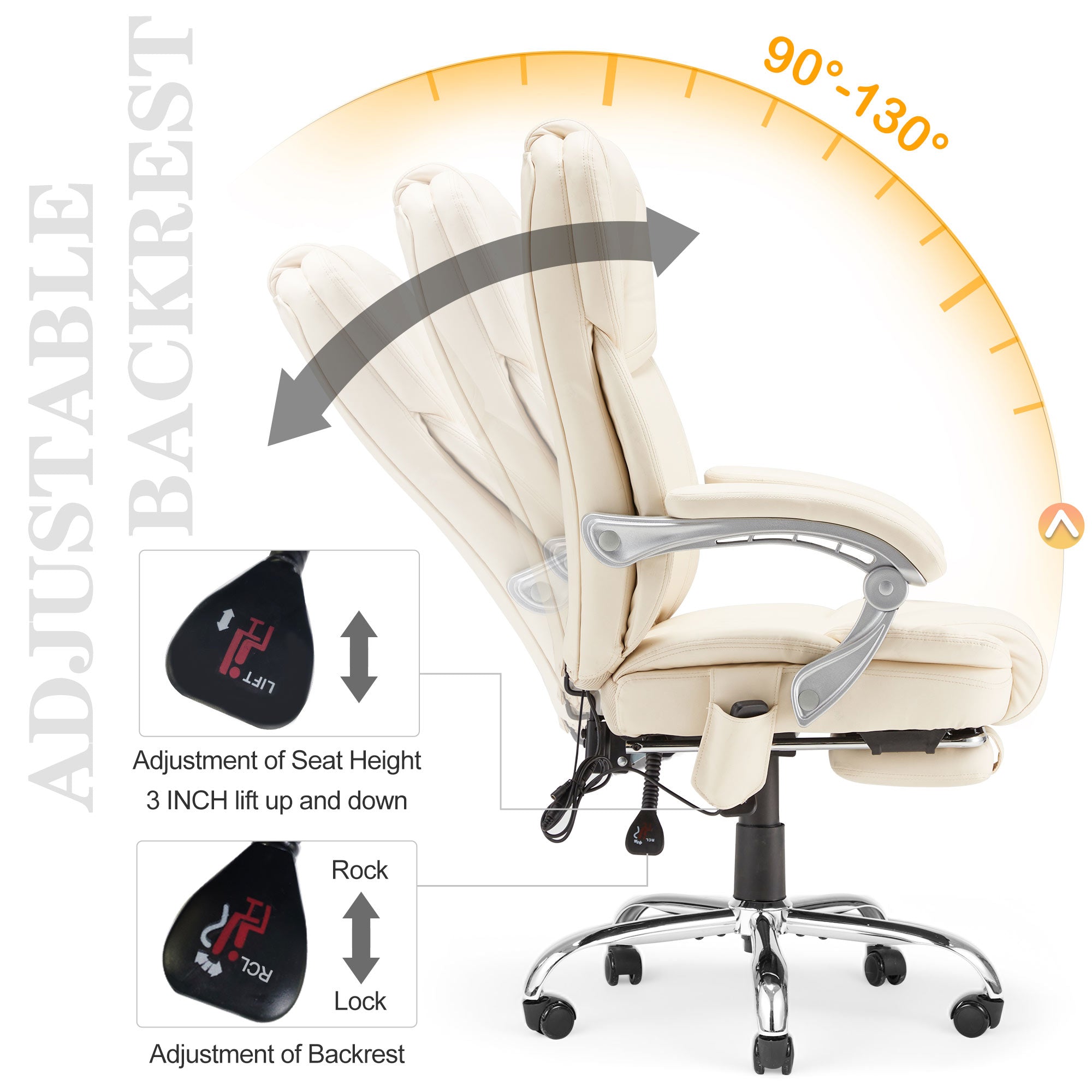 White Ergonomic Office Chair | Choose Good Chairs for Long Hours - HOMREST