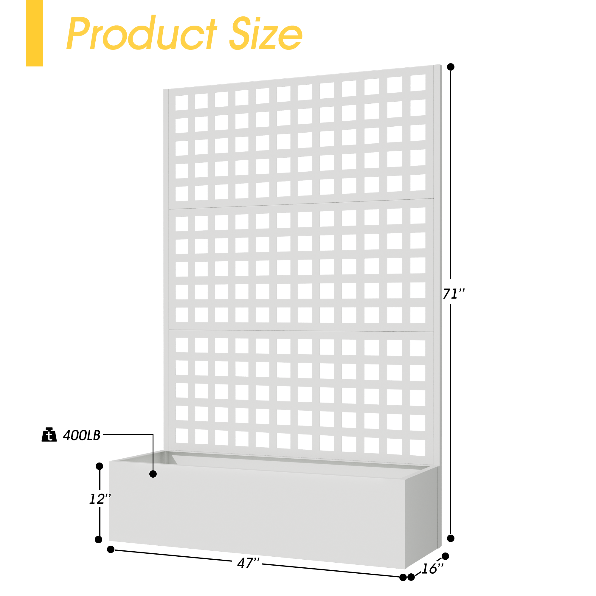 HOMREST Metal Planter Box with Trellis, 71"x 47"x 16" Raised Garden Bed with Trellis, Planter Box Trellis with Privacy Screen and Drainage Holes, White