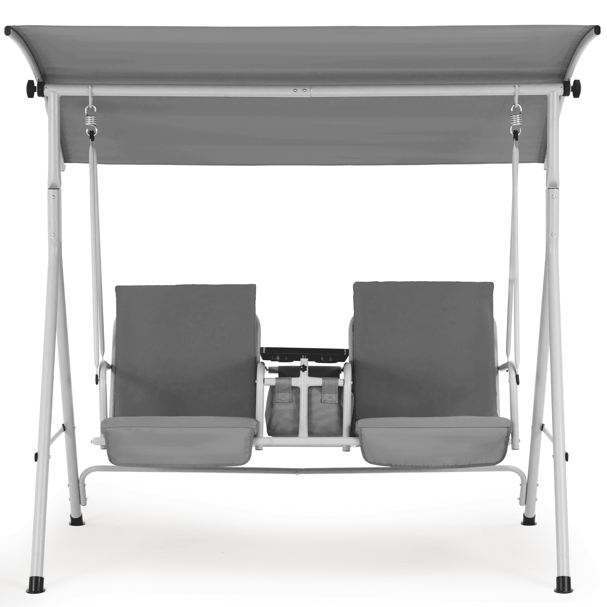 Homrest 2 Seat Outdoor Porch Swing with Adjustable Canopy, Gray