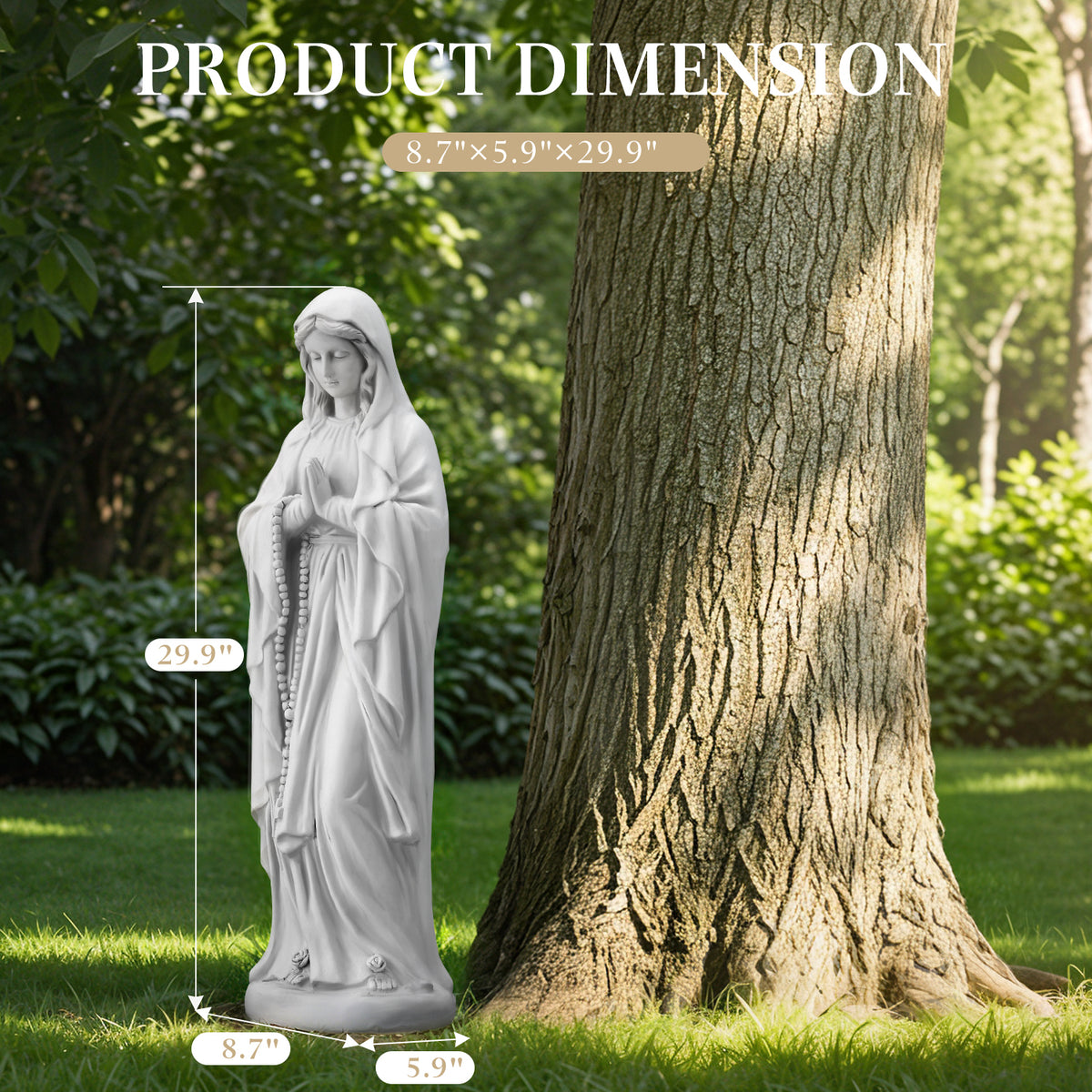HOMREST 29.9" Virgin Mary Praying Statue Outdoor Garden Decor
