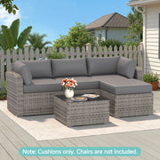 HOMREST 9-Piece Outdoor Sectional Cushions for 4-Seat Sofa, Waterproof Deep Seat w/ Non-Slip & Machine Washable Covers, Gray
