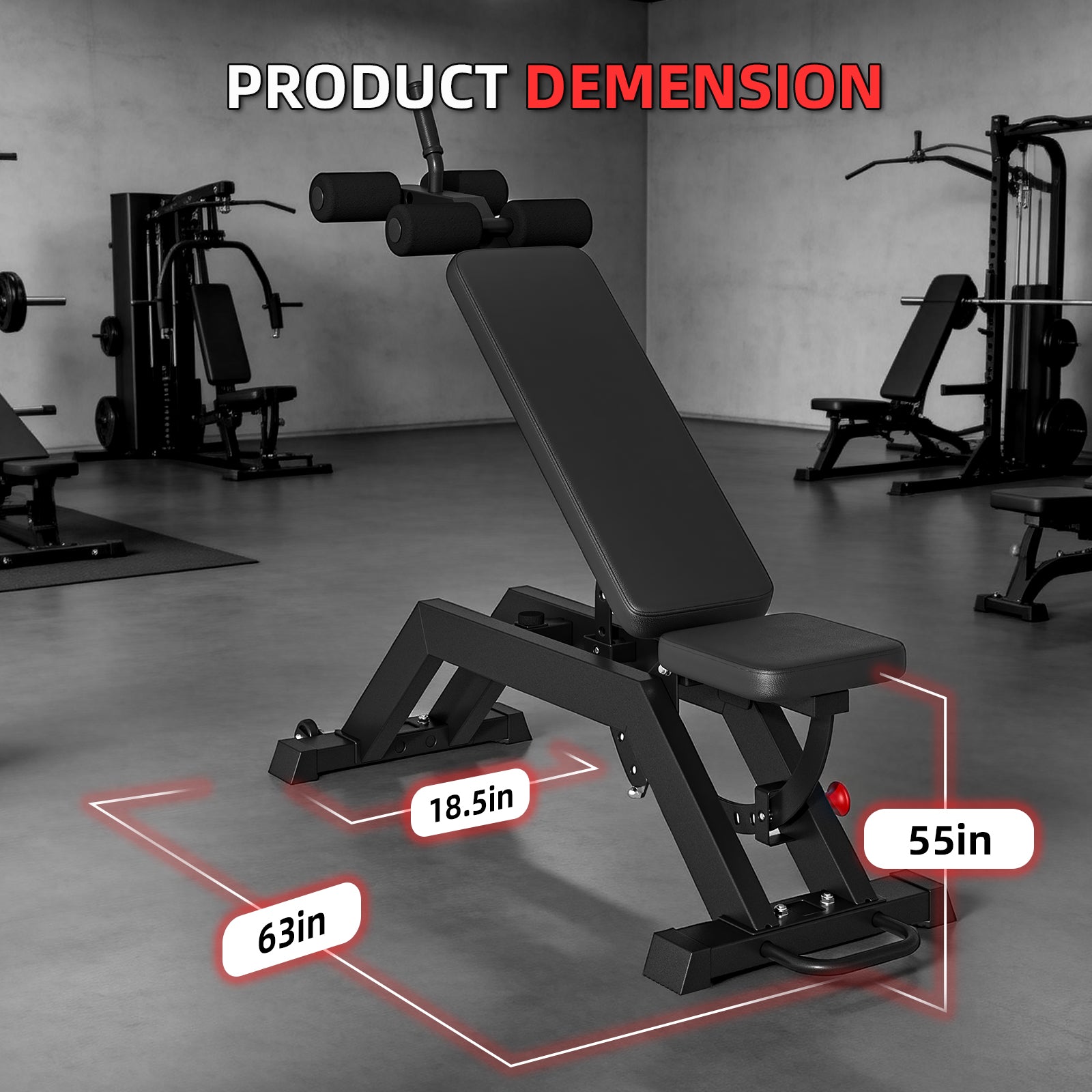 HOMREST Adjustable Incline Decline Weight Bench for Home Gym, 1000LBS FID Ab Workout Bench with Leg Roller Attachment and Handle