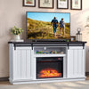 HOMREST Fireplace TV Stand for 70 Inch TV, Entertainment Center with Storage Cabinets and Sliding Barn Doors, Bright White