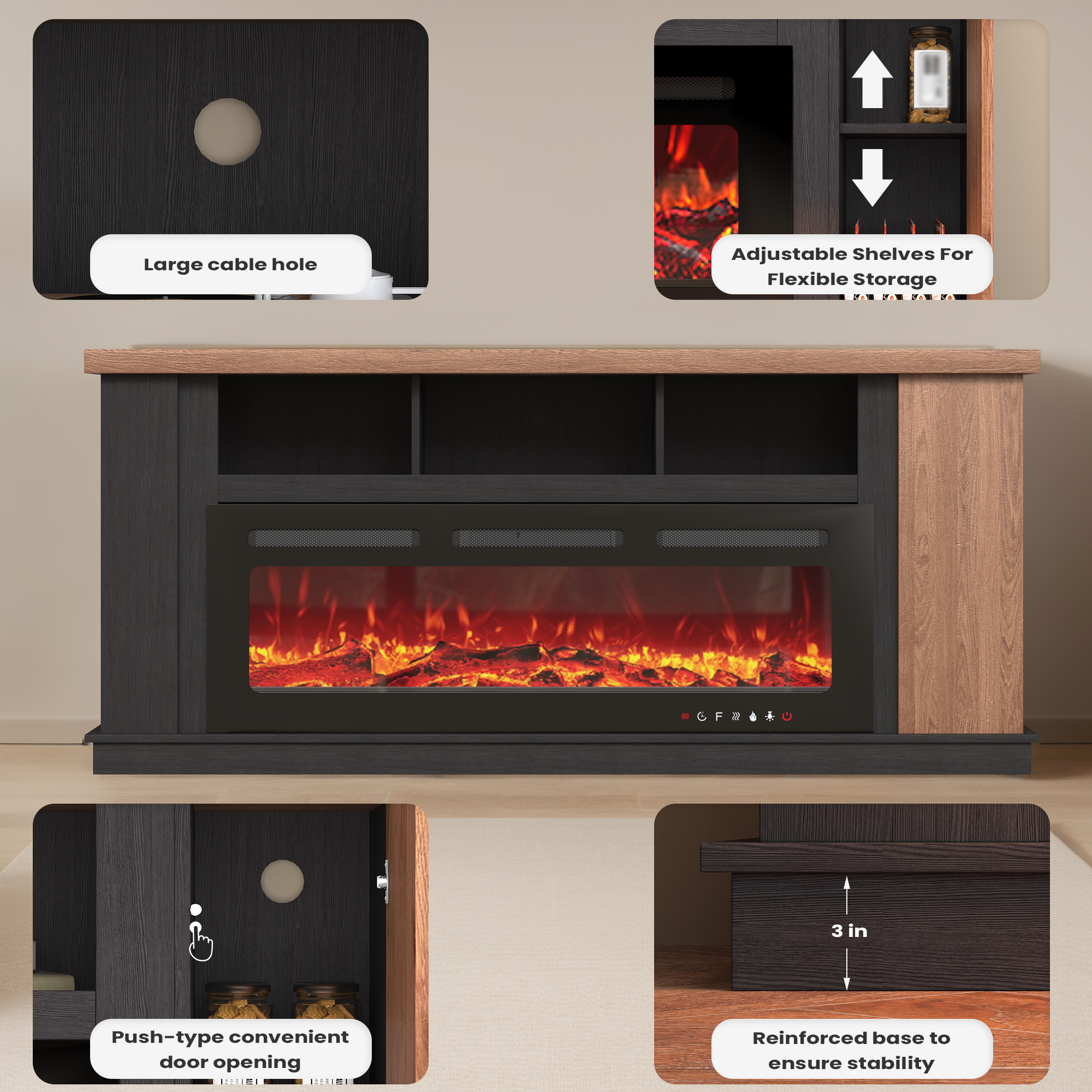 black-fireplace-tv-stand​