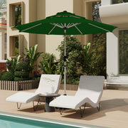 Homrest 9FT 3-Tier Aluminum Patio Umbrella, Fade-Resistant with Push Tilt, 8 Sturdy Aluminum Ribs,Green