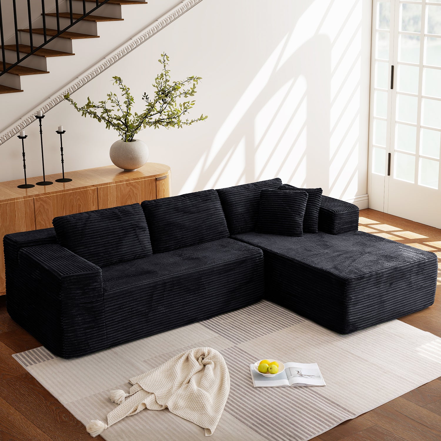 homrest-106-inch-cloud-sectional-couch-with-chaise-lounge-for-living-room-corduroy-fabric-black