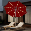 Homrest 9FT Solar Patio Umbrella, Fade-Resistant Outdoor Market Umbrella with Tilt, 8 Aluminum Ribs for Gardens,Burgundy