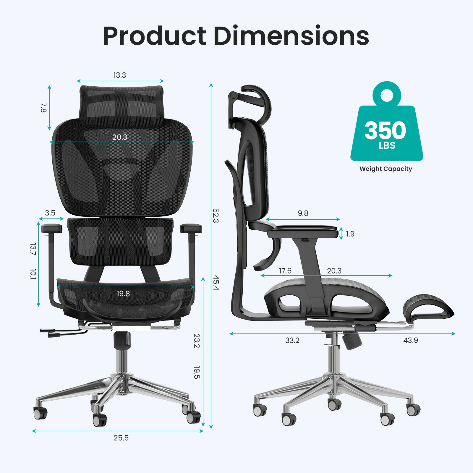 HOMREST Ergonomic Office Chair with 3D Adjustable Headrest & 4D Arms - Gaming Chair, Black
