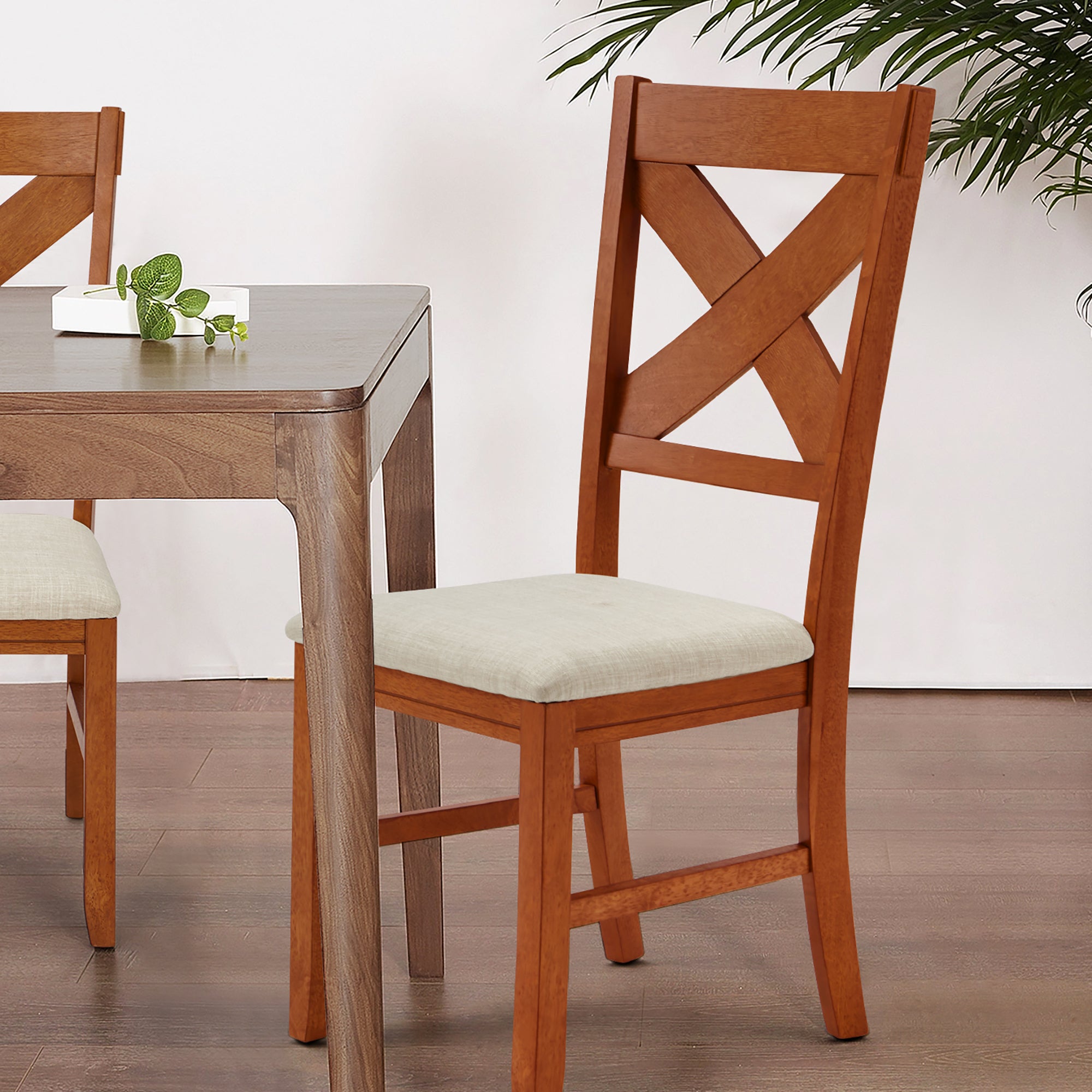 Rustic Farmhouse 19" Upholstered Barstool, Solid Wood Dining Chairs Set of 2 for Kitchen and Dining Room, Natural Oak Wood