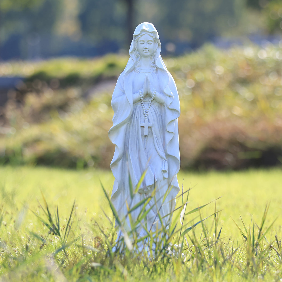 HOMREST 30.7 Inch Virgin Mary Praying Statue Outdoor Garden Religious Sculpture Magnesium Oxide Mary Statue for Yard Patio Lawn Home Entryway Hallway Decor (White)