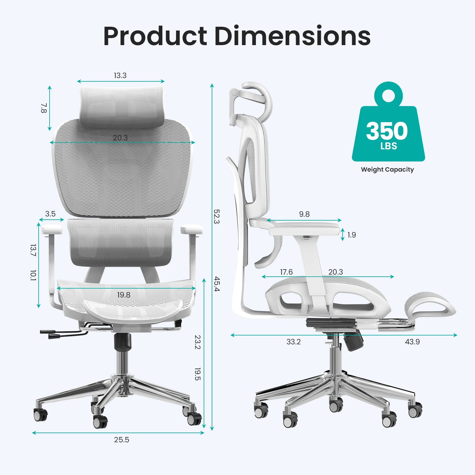 HOMREST Ergonomic Office Chair with 3D Adjustable Headrest & 4D Arms - Gaming Chair,Gray