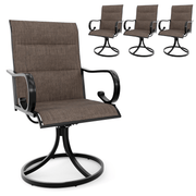HOMREST Swivel Outdoor Chairs Set of 4, High Back Padded Textilene Patio Dining Chairs with Metal Frame, Brown