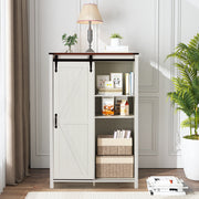 HOMREST Farmhouse 48" Tall Chest of Drawers, Wooden Closet Dresser with Sliding Barn Door, Storage Organizer Dresser for Living Room, Hallway, White