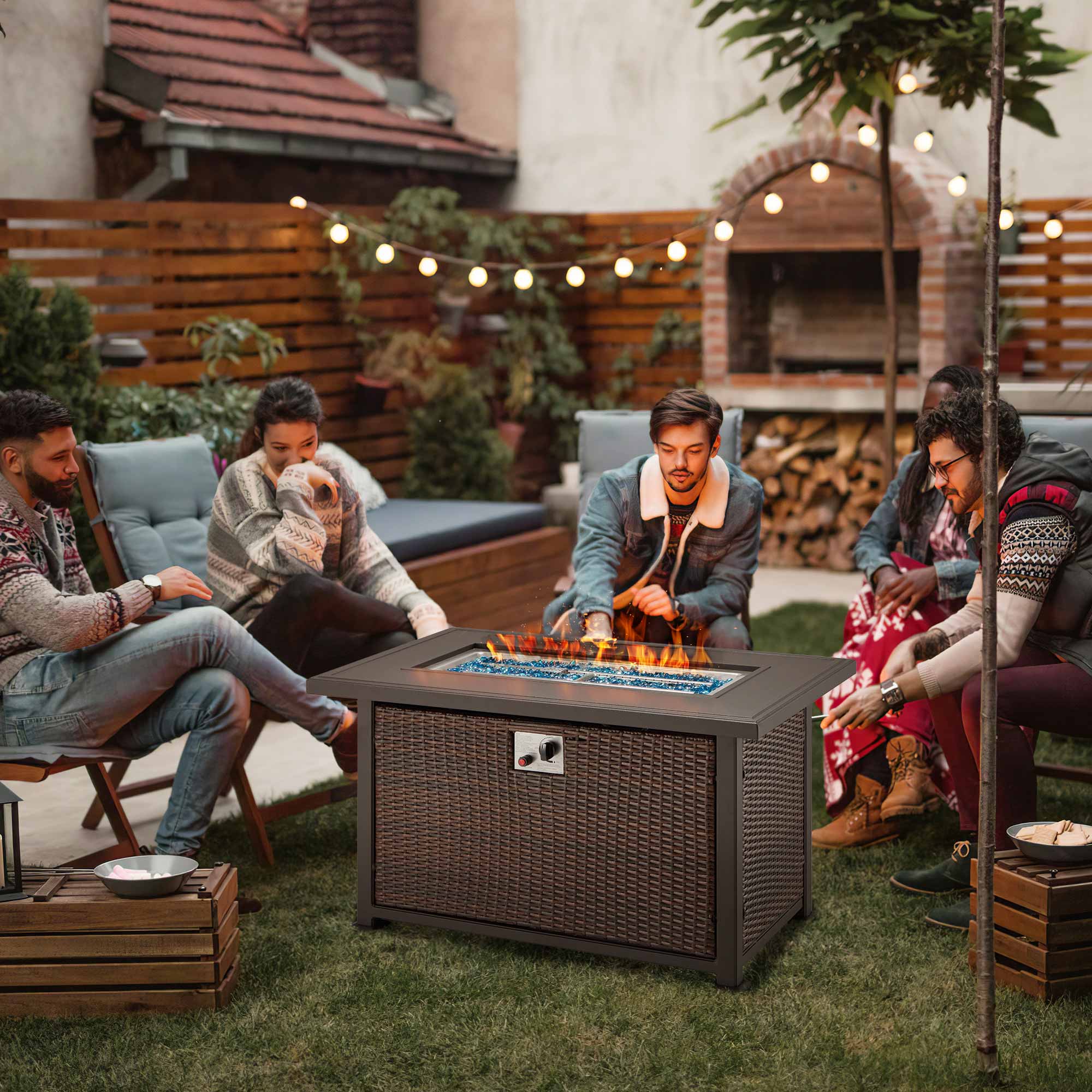 Our outdoor fire pit table is designed for party, camping and decoration. | Homrest fire pit table